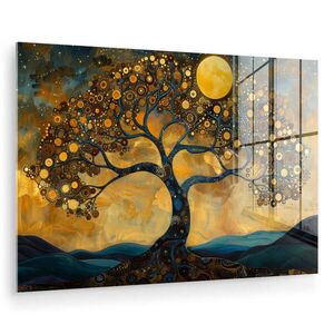 MuchoWow OBRAZ NA AKRYLOVOM SKLE Strom - Mesiac - Kvety - Zlato - Umenie 60x40 cm vyobraziť