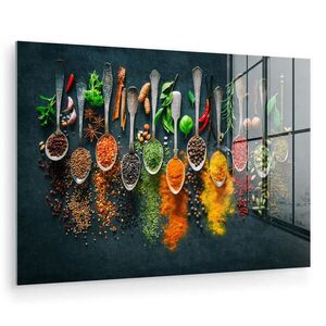 MuchoWow OBRAZ NA AKRYLOVOM SKLE Bylinky - korenie - lyžičky 90x60 cm vyobraziť