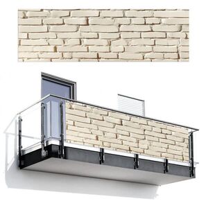 MuchoWow BALKÓNOVÁ ZÁSTENA Tehly - Nástenné - Svetlé - Biele 300x90 cm vyobraziť