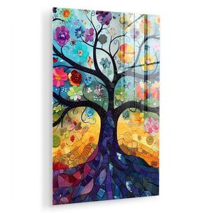 MuchoWow OBRAZ NA AKRYLOVOM SKLE Umenie - Strom života - Kvety - Hippie 40x60 cm vyobraziť