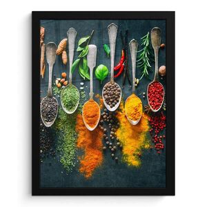 MuchoWow ZARÁMOVANÝ PLAGÁT Bylinky - korenie - lyžičky 30x40 cm vyobraziť