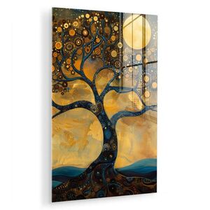 MuchoWow OBRAZ NA AKRYLOVOM SKLE Strom - Mesiac - Kvety - Zlato - Umenie 40x60 cm vyobraziť