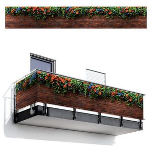 MuchoWow BALKÓNOVÁ ZÁSTENA Kvety - stena - zelená - oranžová 500x75 cm vyobraziť