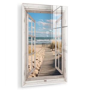 MuchoWow OBRAZ NA AKRYLOVOM SKLE Okno - more - pobrežie - príroda - výhľad - pláž - Waddenské more 40x60 cm vyobraziť