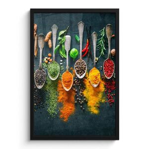 MuchoWow ZARÁMOVANÝ PLAGÁT Bylinky - korenie - lyžičky 40x60 cm vyobraziť