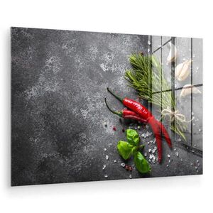 MuchoWow OBRAZ NA AKRYLOVOM SKLE Korenie - bylinky - korenie - betón 90x60 cm vyobraziť