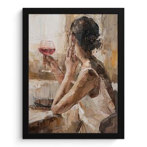 MuchoWow ZARÁMOVANÝ PLAGÁT Olejomaľba - Žena - Víno 30x40 cm vyobraziť