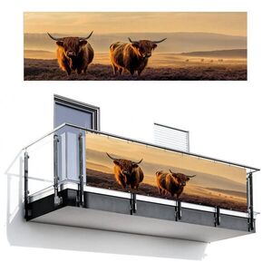 MuchoWow BALKÓNOVÁ ZÁSTENA Škótska vysočina - Vresoviská - Krajina - Zvieratá 300x90 cm vyobraziť