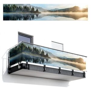 MuchoWow BALKÓNOVÁ ZÁSTENA Jazero - hmla - hory - krajina 500x100 cm vyobraziť