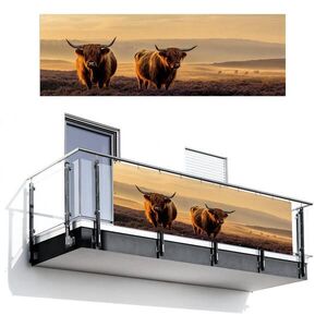 MuchoWow BALKÓNOVÁ ZÁSTENA Škótska vysočina - Vresoviská - Krajina - Zvieratá 300x100 cm vyobraziť