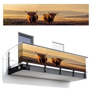 MuchoWow BALKÓNOVÁ ZÁSTENA Škótska vysočina - Vresoviská - Krajina - Zvieratá 500x120 cm vyobraziť