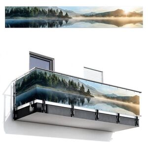 MuchoWow BALKÓNOVÁ ZÁSTENA Jazero - hmla - hory - krajina 500x80 cm vyobraziť