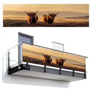 MuchoWow BALKÓNOVÁ ZÁSTENA Škótska vysočina - Vresoviská - Krajina - Zvieratá 300x75 cm vyobraziť
