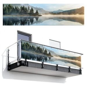 MuchoWow BALKÓNOVÁ ZÁSTENA Jazero - hmla - hory - krajina 300x85 cm vyobraziť