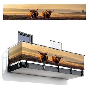 MuchoWow BALKÓNOVÁ ZÁSTENA Škótska vysočina - Vresoviská - Krajina - Zvieratá 500x100 cm vyobraziť