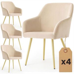 RAUMHIRSCH FURNITURE ČALÚNENÁ STOLIČKA, sada 4 ks, kovové nohy béžové, zlaté 54, 5/83/58 vyobraziť