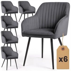 RAUMHIRSCH FURNITURE ČALÚNENÁ STOLIČKA, sada 6 ks, kovové nohy, grafitová, čierna 54, 5/82/58 vyobraziť