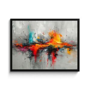 MuchoWow ZARÁMOVANÝ PLAGÁT Moderné umenie - Oranžová - Sivá - Abstraktné 80x60 cm vyobraziť
