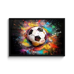 MuchoWow ZARÁMOVANÝ PLAGÁT Futbal - Farba - Farby - Čierna - Biela 90x60 cm vyobraziť