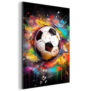 MuchoWow KOVOVÝ OBRAZ Futbal - Farba - Farby - Čierna - Biela 60x80 cm vyobraziť