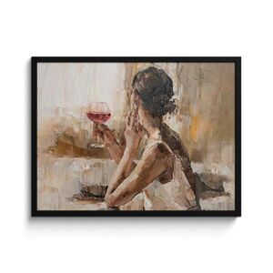 MuchoWow ZARÁMOVANÝ PLAGÁT Olejomaľba - Žena - Víno 80x60 cm vyobraziť