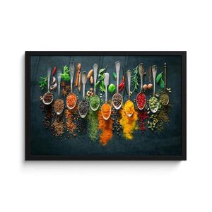 MuchoWow ZARÁMOVANÝ PLAGÁT Bylinky - korenie - lyžičky 60x40 cm vyobraziť