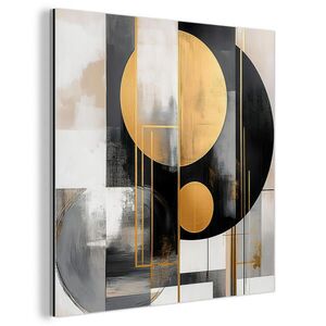 MuchoWow KOVOVÝ OBRAZ Abstraktné - Zlato - Striebro - Tvary - Estetické - Moderné 50x50 cm vyobraziť