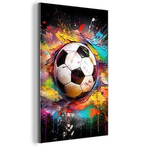 MuchoWow KOVOVÝ OBRAZ Futbal - Farba - Farby - Čierna - Biela 20x30 cm vyobraziť