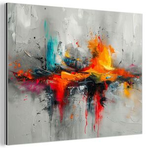 MuchoWow KOVOVÝ OBRAZ Moderné umenie - Oranžová - Sivá - Abstraktné 40x30 cm vyobraziť