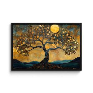 MuchoWow ZARÁMOVANÝ PLAGÁT Strom - Mesiac - Kvety - Zlato - Umenie 90x60 cm vyobraziť