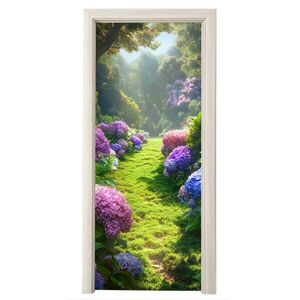 MuchoWow NÁLEPKA NA DVERE Príroda - Hortenzie - Kvety - Zelené 90x235 cm vyobraziť