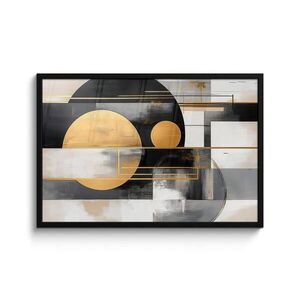 MuchoWow ZARÁMOVANÝ PLAGÁT Abstraktné - Zlato - Striebro - Tvary - Estetické - Moderné 90x60 cm vyobraziť