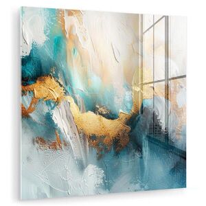 MuchoWow OBRAZ NA AKRYLOVOM SKLE Abstraktné - umenie - zlaté - modré 50x50 cm vyobraziť