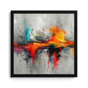 MuchoWow ZARÁMOVANÝ PLAGÁT Moderné umenie - Oranžová - Sivá - Abstraktné 40x40 cm vyobraziť
