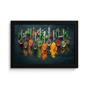 MuchoWow ZARÁMOVANÝ PLAGÁT Bylinky - korenie - lyžičky 30x20 cm vyobraziť