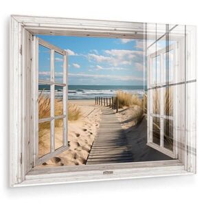 MuchoWow OBRAZ NA AKRYLOVOM SKLE Okno - more - pobrežie - príroda - výhľad - pláž - Waddenské more 80x60 cm vyobraziť