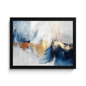 MuchoWow ZARÁMOVANÝ PLAGÁT Zlatá - modrá - akvarel - umenie - moderné 40x30 cm vyobraziť