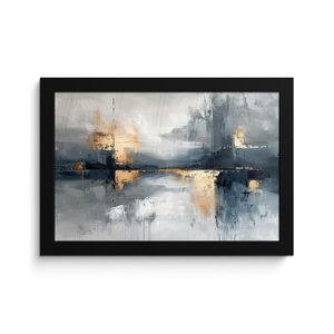 MuchoWow ZARÁMOVANÝ PLAGÁT Umenie - sivé - zlaté - abstraktné 30x20 cm vyobraziť