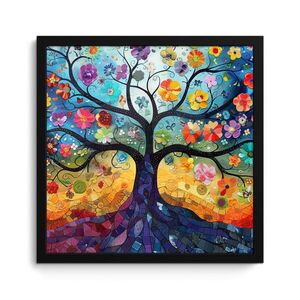 MuchoWow ZARÁMOVANÝ PLAGÁT Umenie - Strom života - Kvety - Hippie 40x40 cm vyobraziť