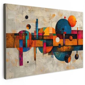 MuchoWow OBRAZ NA PLÁTNE Vintage - Moderné umenie - Oranžová - Geometrické tvary 120x80 cm vyobraziť