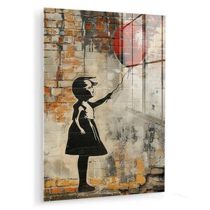 MuchoWow OBRAZ NA AKRYLOVOM SKLE Graffiti - Banksy - Dievča - Street art 60x80 cm vyobraziť