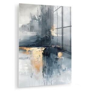 MuchoWow OBRAZ NA AKRYLOVOM SKLE Umenie - sivé - zlaté - abstraktné 60x80 cm vyobraziť