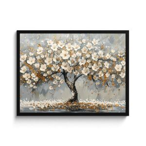 MuchoWow ZARÁMOVANÝ PLAGÁT Strom - Kvety - Biela - Príroda - Umenie 80x60 cm vyobraziť