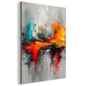 MuchoWow KOVOVÝ OBRAZ Moderné umenie - Oranžová - Sivá - Abstraktné 30x40 cm vyobraziť