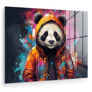 MuchoWow OBRAZ NA AKRYLOVOM SKLE Panda - Bunda - Graffiti - oranžová 80x60 cm vyobraziť