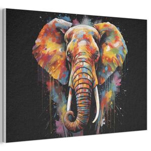 MuchoWow AKUSTICKÝ OBRAZ Slon - Graffiti - Čierna - Zvieratá - Farby 90x60 cm vyobraziť
