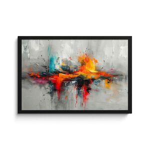 MuchoWow ZARÁMOVANÝ PLAGÁT Moderné umenie - Oranžová - Sivá - Abstraktné 60x40 cm vyobraziť
