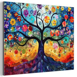 MuchoWow KOVOVÝ OBRAZ Umenie - Strom života - Kvety - Hippie 40x30 cm vyobraziť