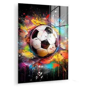 MuchoWow OBRAZ NA AKRYLOVOM SKLE Futbal - Farba - Farby - Čierna - Biela 60x80 cm vyobraziť