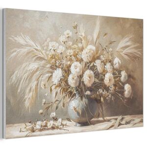 MuchoWow AKUSTICKÝ OBRAZ Kvety - Váza - Zátišie - Béžová 90x60 cm vyobraziť